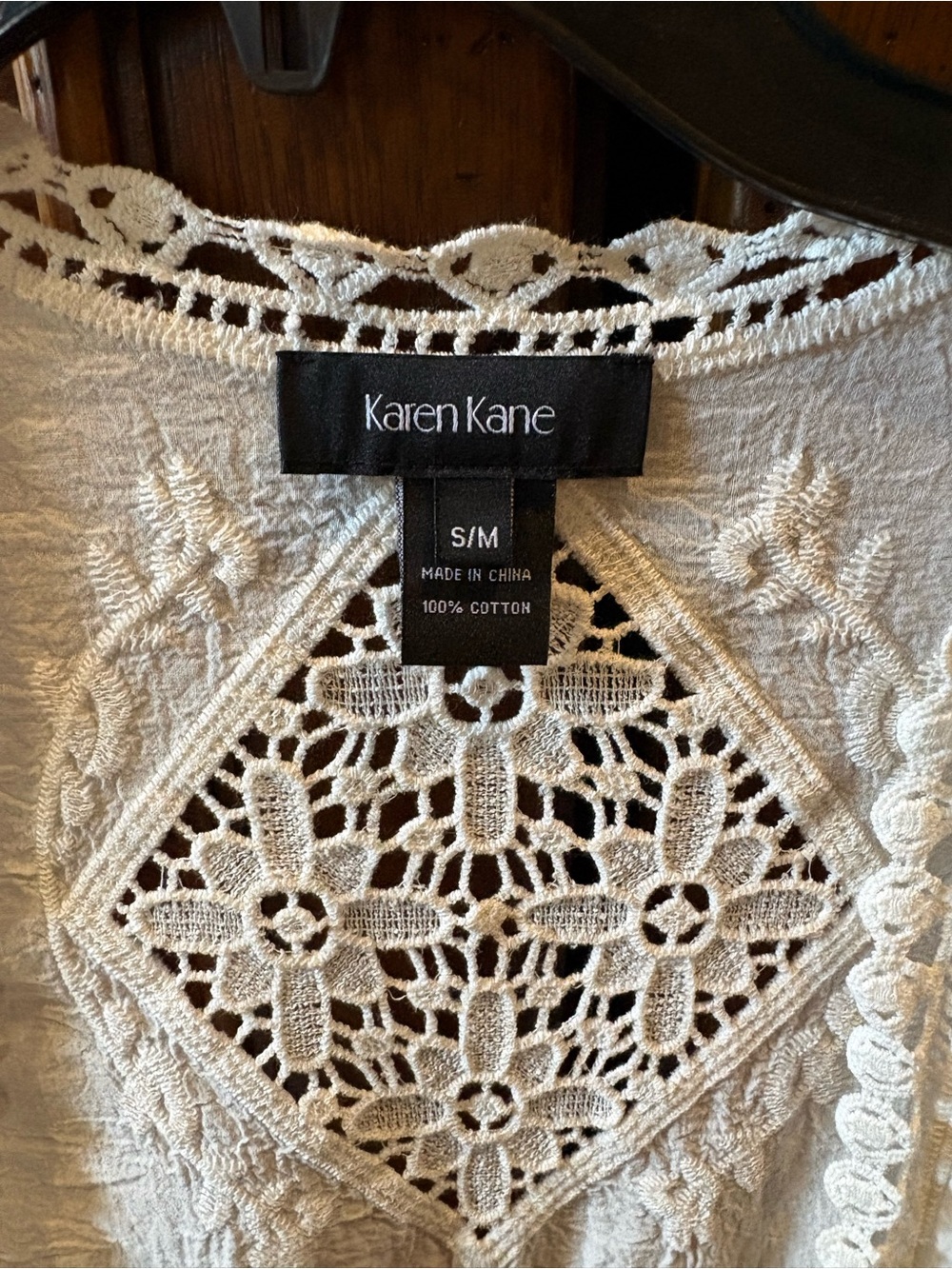 Karen Kane Ivory Crochet Lace Cotton Top